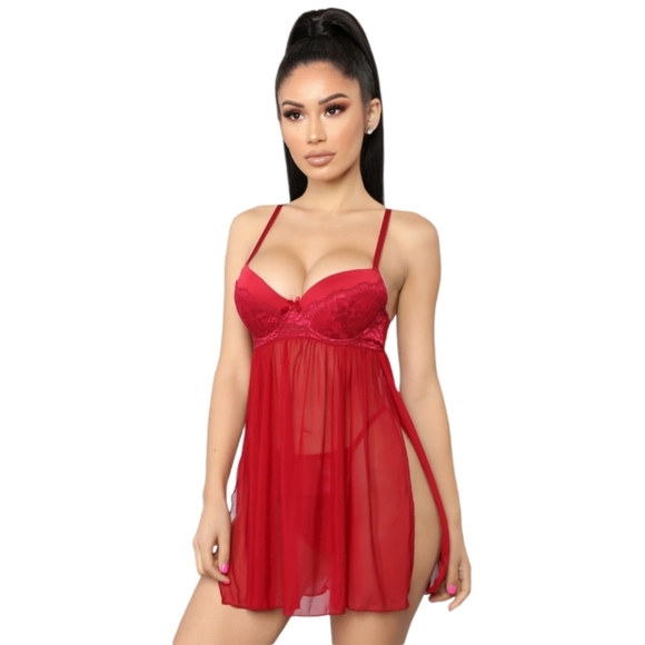 Burgundy Teddy From Fashion Nova - Picture 1 of 8